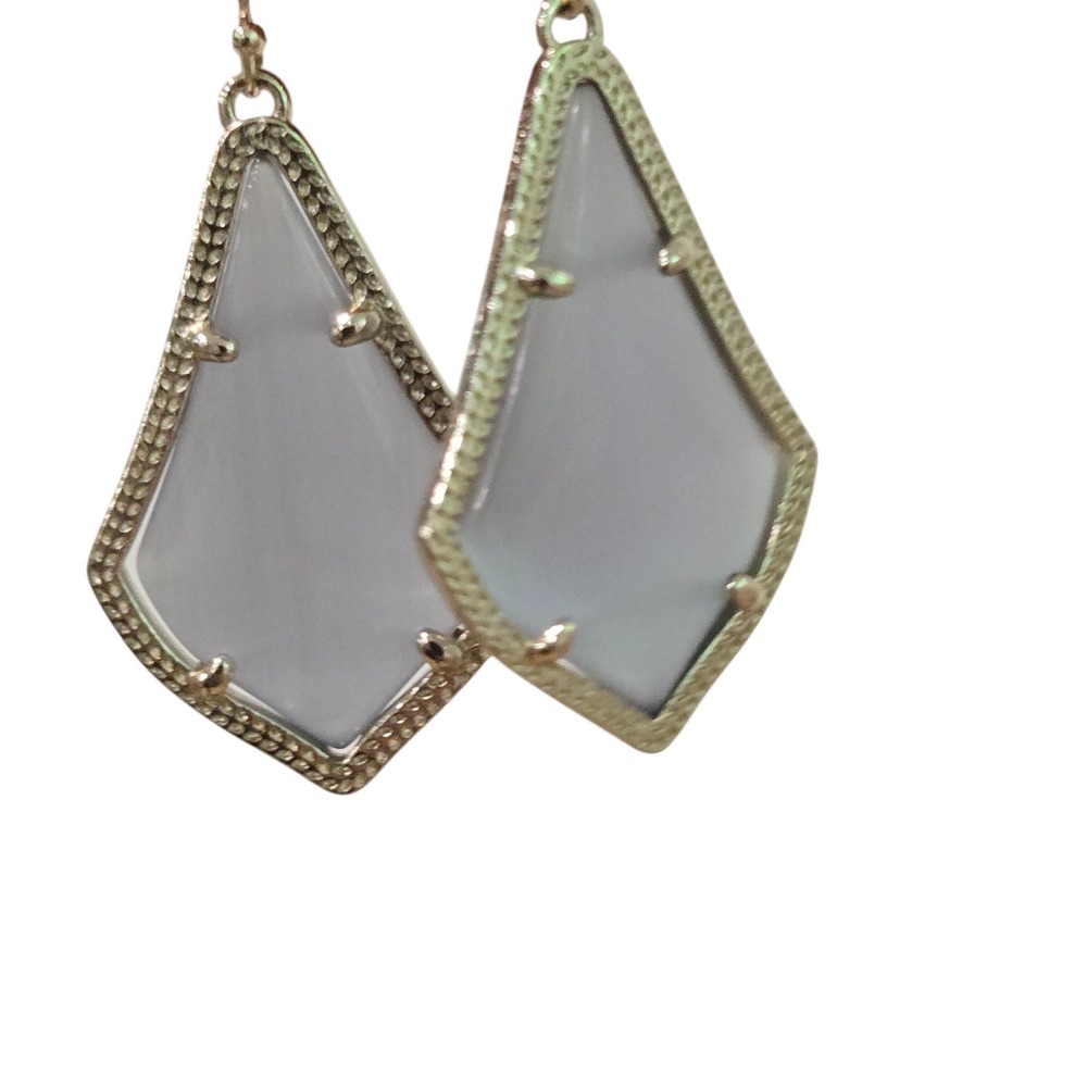 Kendra Scott Carla Earrings Gray‎ translucent Rhodium Filigree Drop Dangle
